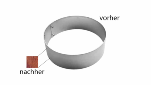 Baumring Rund Cortenstahl vorher nachher